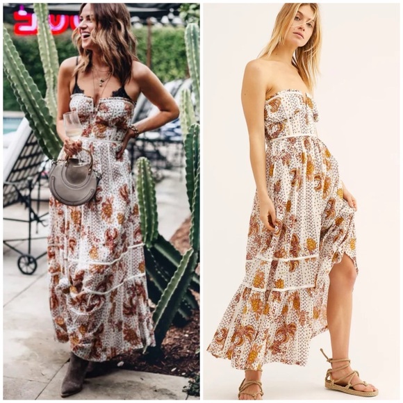 Free People Rare Bali Sweet Songs Maxi Dress SZ S - Picture 1 of 11
